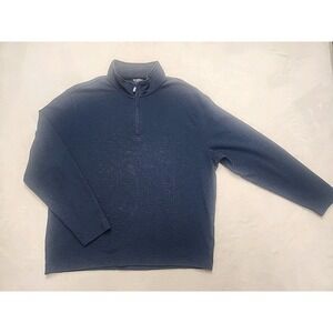 Van Heusen‎ Flex Sweater Mens 2XL Navy Blue 1/4 Zip Mock Neck Long Sleeve